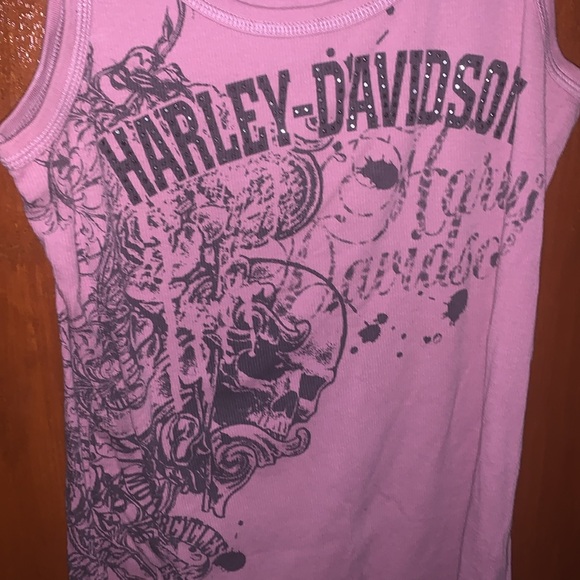 Harley Davidson Pink Graphic Muscle Tee Tank Top Round Neck Women’s Size L - Picture 2 of 4